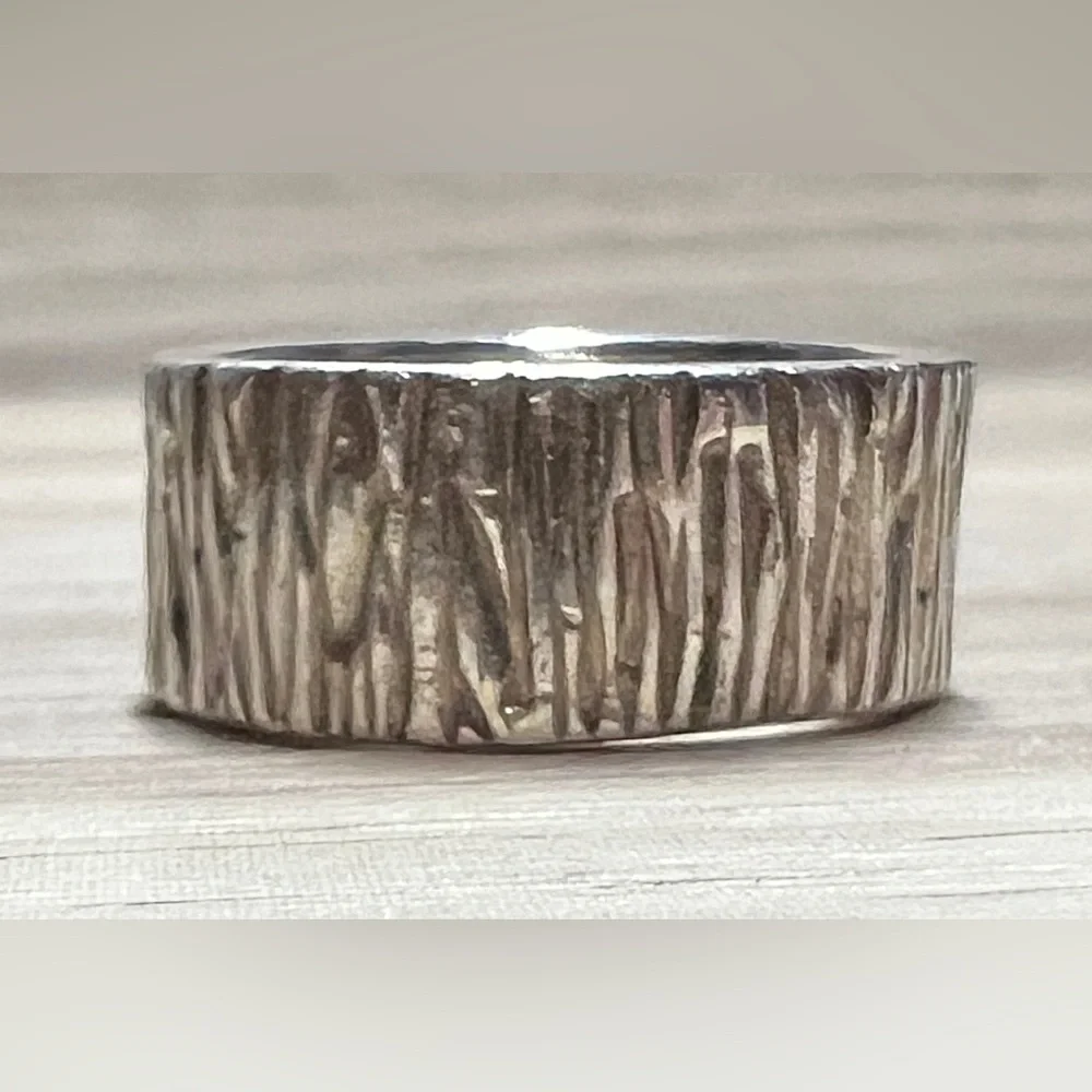 Vintage Artisan Designer MLP Sterling Silver & 14K Gold Swirl Band Ring, Size 6 - Picture 5 of 12